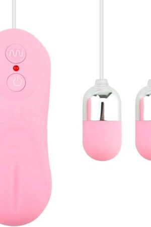Honeypleasures Wired Silicone Dual Egg Vibrator with Remote Control, 16 Function for G-Spot, Clitoral & Anal Stimulation (Pink)