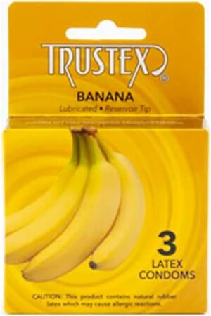 Banana Flavored Lubricated Condoms - 3 Pc