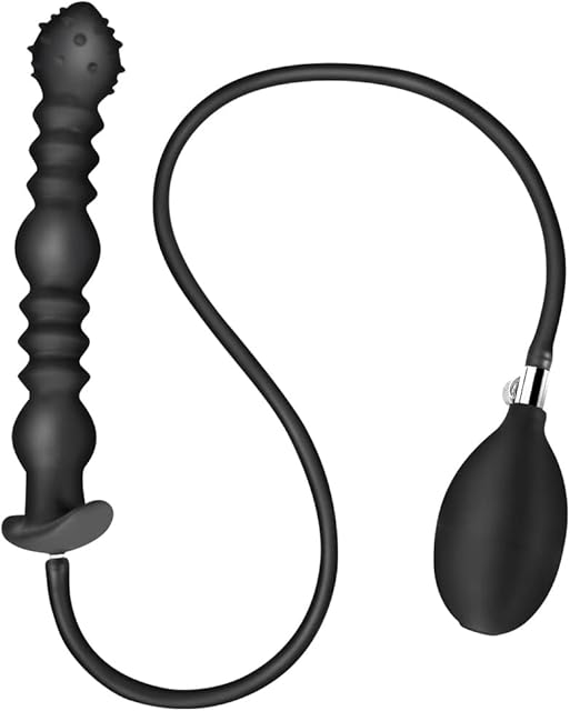 Expand Inflatable Anal Plug SM Anus Stimulator Adults Sex Toy, Body-Safe Liquid Silicone Material Inflatable Butt Plug with 3 Beads Perineum Massager Anal Sex Toys for Women, Men and Couples