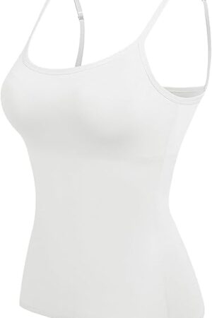 3 Pack Women's Basic Tank Tops,Built-in Bra Padded Camisole Yoga Tanks Tops for Women Active Basic Seamless Camisole