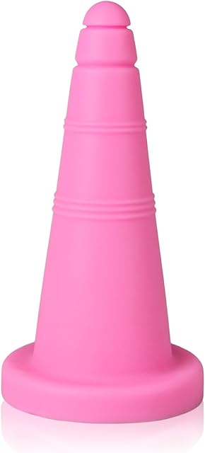 FST Large Butt Plug Pink Ice Cream Cone Anal Plug Liquid Silicone Anal Cone Dildo for Anal Training Super Soft Anal Dildo Anal Stretcher Adult Sex Toys for Men Women Expert (M)