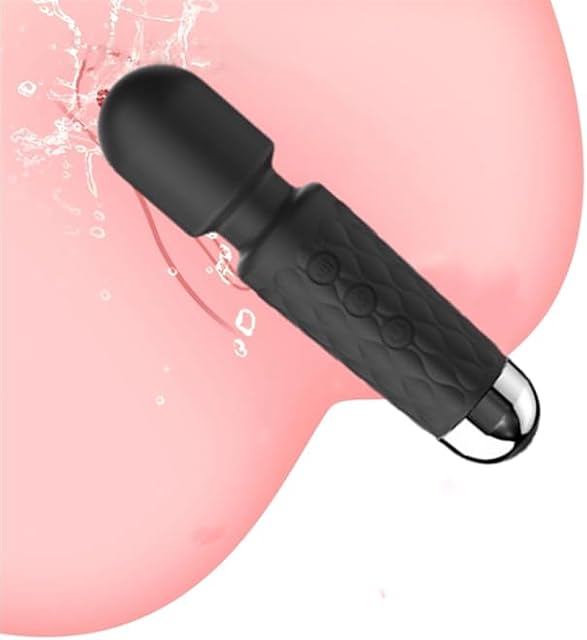 Vibrator Wand Rechargeable, Clitoral Stimulator G Spot Vibrators with 20 Patterns & 8 Speeds, Personal Cordless Wand Massager, Quiet & Waterproof Adult Sex Toys for Couples Women (Black)