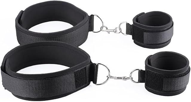 BDSM Sex Bed Bondage Restraints Kit Rope Straps Toys Thigh Restraints Handcuffs Sex Bed Adult Set Bondage Gear Accessories Sex Hand Cuff Bracelets Set for Adults Bedroom Couples Kinky Game G41