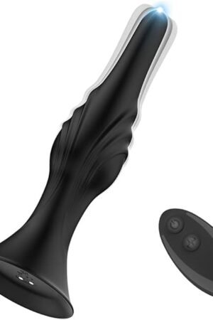 Anal Plug Vibrator Rechargeable Waterproof Prostate Massager, Sex Toy with Horn Base Suitable for Beginners Advanced Users (Black)