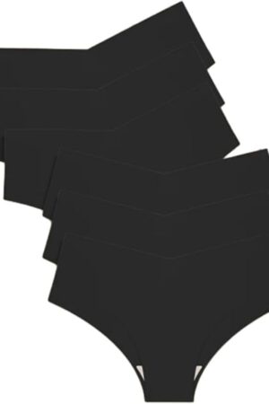 6 Pcs Women Seamless Panties Ice Silk Briefs Sexy V Waist Underwear Breathable Lingerie Low Rise Underpants