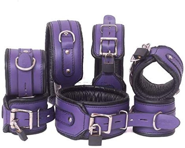 Leather pro Impact Handmade Premium Cowhide Leather 7 Piece Adjustable Cuffs & Collar Set for Wrist Ankle Thigh Custom Fit Durable & Comfortable Design for Everyday Use