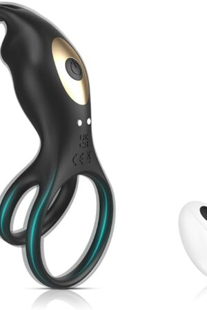 Wearable Penis Ring with Rabbit Vibrator with 10 Remote Vibration Modes, Waterproof Recharge Silicone Cock Ring Clitoral Vibrator Adult Sex Toy for Men Women Couples - Remote