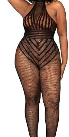 womens Open Crotch Bodystocking Lingerie, Black, One Size US