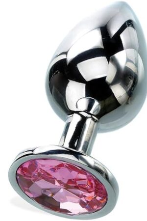 Adam & Eve Gem Medium Anal Plug, Metal Butt Plug for Women & Men, Tapered Trainer for Beginners & Advanced, Weighted Aluminum Plug for Temperature Play, Safety Flared Base, Includes Velvet Bag, 2.8"