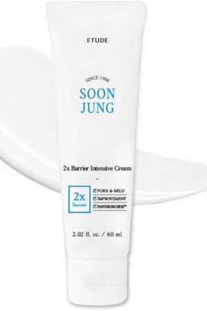 ETUDE SoonJung 2x Barrier Intensive Cream 60ml (21AD) | Hypoallergenic Shea Butter Hydrating Facial Cream for Sensitive Skin, Water-oil Balance & Panthenol for Damaged Skin | Korean Skin Care