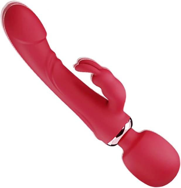 Classic G Spot Vibrator Sex Toys Clitoral Rabbit Vibrators Stimulator Dildo, Anal Adult Vibrator Dildos with 10 Powerful Vibrating Modes, Wand Massager Soft Silicone for Women Couple (Red)