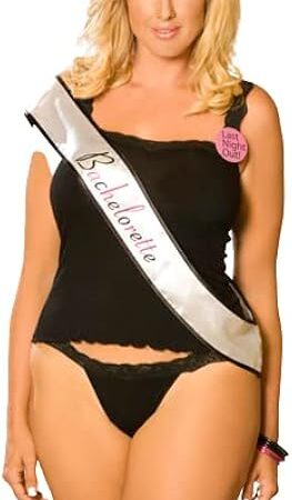 Women's Cami Top And Matching Thong With Lace Trim. Sash And Pin Included (As Shown;Plus Size)