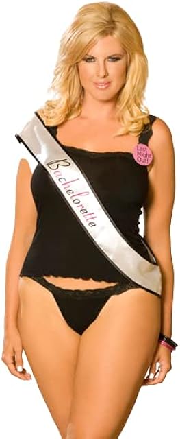 Women's Cami Top And Matching Thong With Lace Trim. Sash And Pin Included (As Shown;Plus Size)