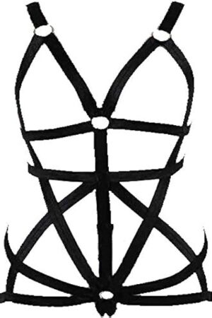 Womens Elastic Body Lingerie Harness Set Strappy Caged Garter Belts for Stockings Plus Size (ChoiceN63)