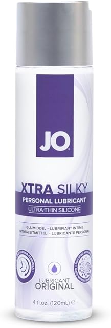 JO Xtra Silky Silicone Lube ? Ultra-Thin, Vitamin E Infused Silicone-Based Personal Lubricant for Sex & Anal Play ? 4 fl oz