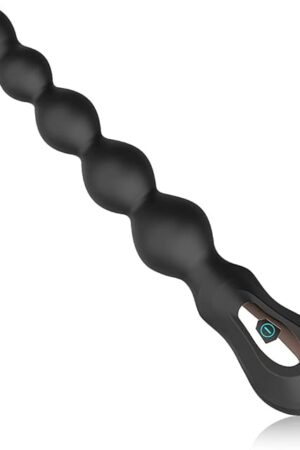 Anal Beads Vibrator Silicone Anal Butt Plug G-spot Dildo Prostate Massager with 7 Vibration Modes and Ribbed Shaft Adult Sex Toys for Men Women and Couples
