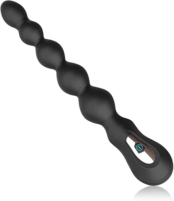 Anal Beads Vibrator Silicone Anal Butt Plug G-spot Dildo Prostate Massager with 7 Vibration Modes and Ribbed Shaft Adult Sex Toys for Men Women and Couples