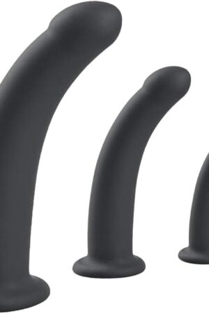 Harness Strap-On Realistic Dildo 3 Pcs Silicone Straight-in Anal Dilators Prostate Massage Sex Toys for Beginners Experienced Users Black