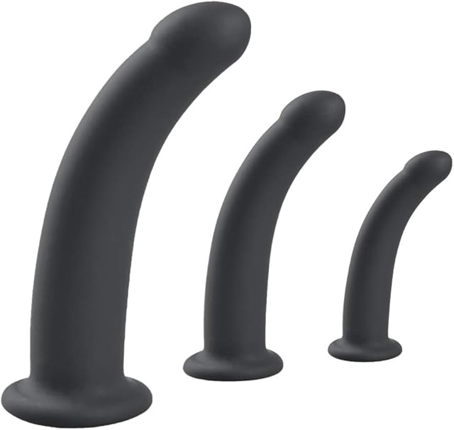 Harness Strap-On Realistic Dildo 3 Pcs Silicone Straight-in Anal Dilators Prostate Massage Sex Toys for Beginners Experienced Users Black