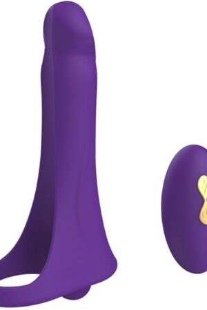 Dual Penetration Vibrating Dildo with Penis Rings,Strap On Penis Butt Plug Vibrator with Remote Control,10 Modes Adult Sex Toys Female Clitoral G-spot Stimulator Adult Sex Toys for Men Women Couples