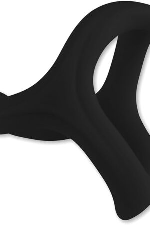 LeLuv Studflex Cock Ring, 3-in-1 - Smooth, Stretchy Silicone - Black