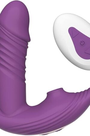 Wearable Vibrator, Remote Control Telescopic Dildo Vibrator Clitoris Sucking Vibrator Sex Toys, Panty Massager for Vagina Clitoral Stimulation, Adult Sex Toys Women Couples (Purple)
