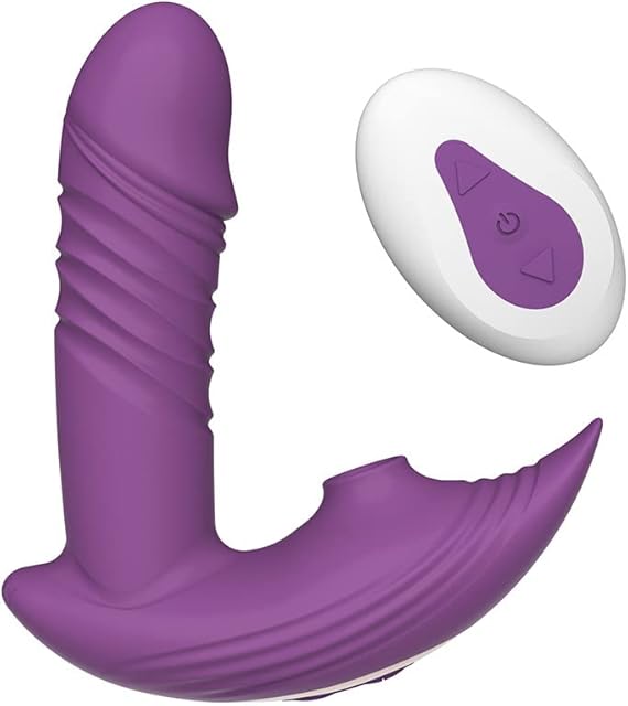 Wearable Vibrator, Remote Control Telescopic Dildo Vibrator Clitoris Sucking Vibrator Sex Toys, Panty Massager for Vagina Clitoral Stimulation, Adult Sex Toys Women Couples (Purple)