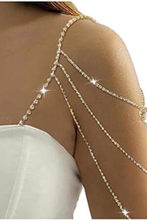 1Pcs Multi-layer Rhinestone Shoulder Bra Strap Chain Jewelry Sexy Heart Pendant Lingerie Chain Bridal Shoulder Chain Crystal Underwear Strap Chain Tassel Arm Chain Jewelry for Women