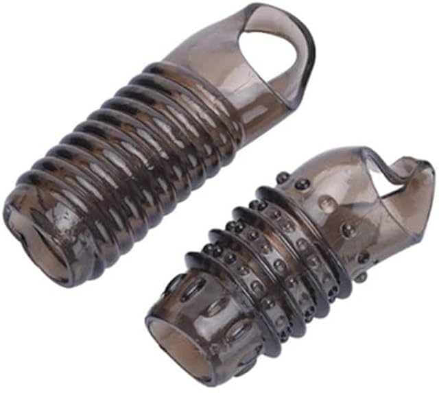 2pcs Set Male Enhancement Ring Silicone Enlargement Penis Sleeve Ribbed Girth