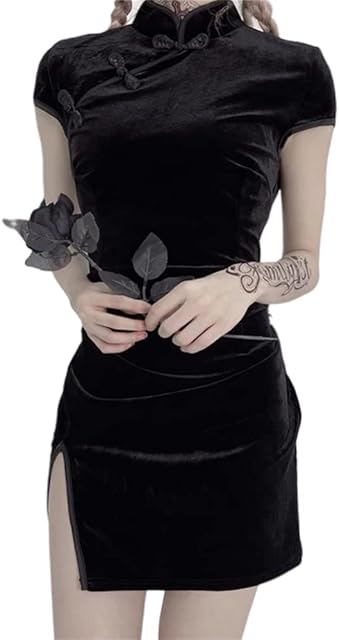 Women's Bodycon Cheongsam lingerie Slim Fit Mini Dress Modern Chinese Style Qipao Sexy Anime Cosplay