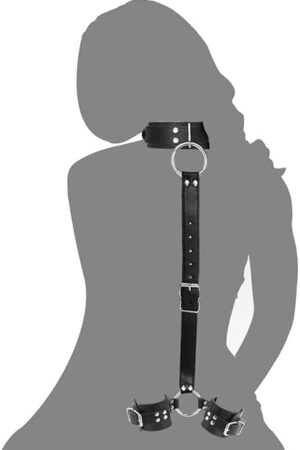 BDSM Bondage Kit Adult Restraints Sex Toys, Neck to Wrist Adjustable Bondage Gear & Accessories, Behind Back Handcuffs Collar with Blindfold Bed Straps Restraints Sex Ropes for Couples Sweater F17