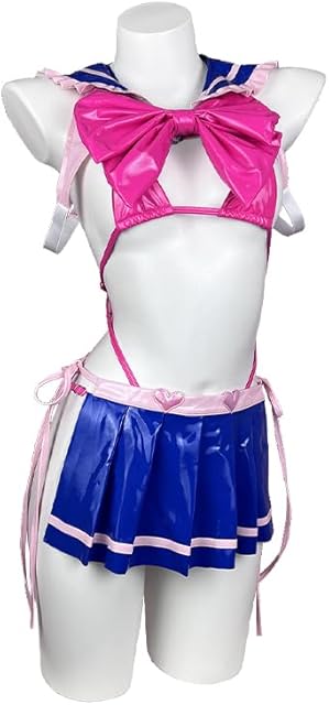 Cheerleading Bow sailor costume6-Piece Set Pink premium pu cosplay lingerie Cheerleading Bow sailor Lingerie