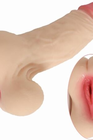 2 in 1 Realistic Dildo Male Masturbators with Pocket Pussy Vigina,Lifelike Dildo Sex Doll with Balls,Portable Adult Sex Love Toy Stroker,TPE Penis Sleeve Extender Enlarger Prolong for Gay Men Couples