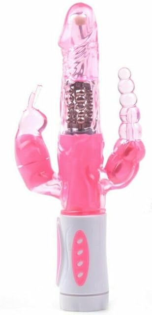 Honeypleasures Rotating Triple Stimulating Rabbit Vibrator with Beaded Anal Plug & Rabbit Clitoral Stimulator, 16 Function for G-Spot & Clitoral Stimulation (Pink)
