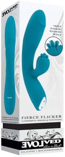 Evolved Fierce Flicker Rechargeable Dual Stim Vibe Silicone Teal