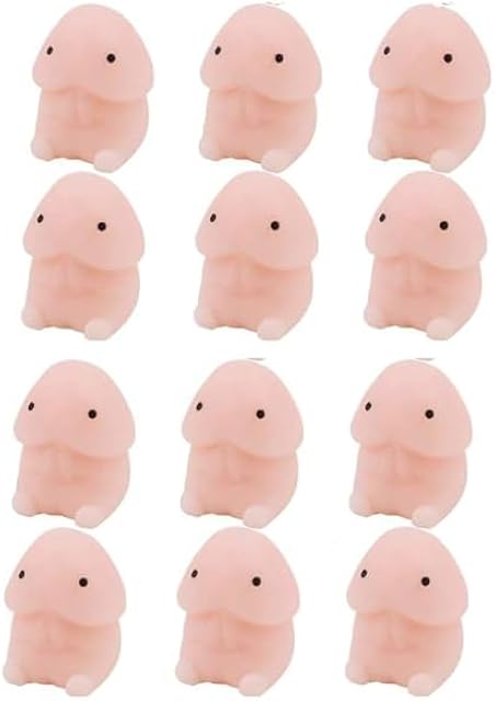 Generic 12 Pcs Mini Penis Toy Stress Toy Gift for Bachlorette Party Gag Gift Funny Gift Novelty Stress Mochi Toys Super Soft Squishies Kawaii Squeeze Squeezing Stress Relief Toys, Small