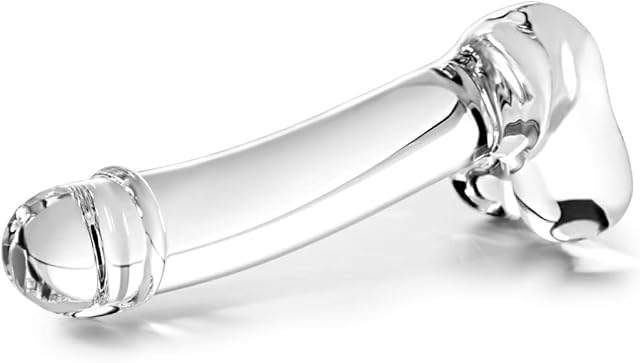 Beginner's 67-inch Small Crystal Glass Dildo, Prostate Massager, Thin Glass for a Cool Touch, with Slim Curved Shaft and Egg, Small Cute Dildo for Vaginal G-spot and Anal Adult Toys
