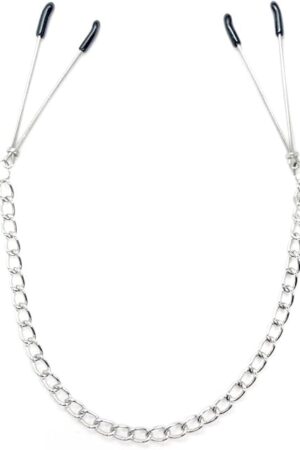 Adjustable Tweezer Style Nipple Clamps for BDSM Experience - Soft Rubber Tips, Metal Chain for Added Weight & Sensitivity - Perfect for Beginners and Experienced Users - Bondage Kink Collection