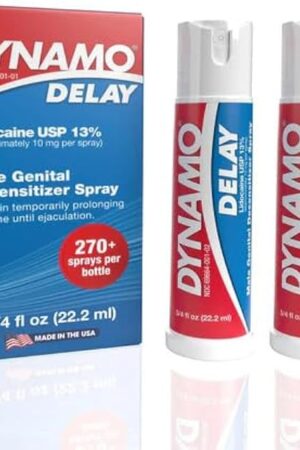 Dynamo Delay Spray for Men  13% Lidocaine Numbing Spray to Help You Last Longer in Bed  2 Pack Climax Control  FDA Registered, Better Value