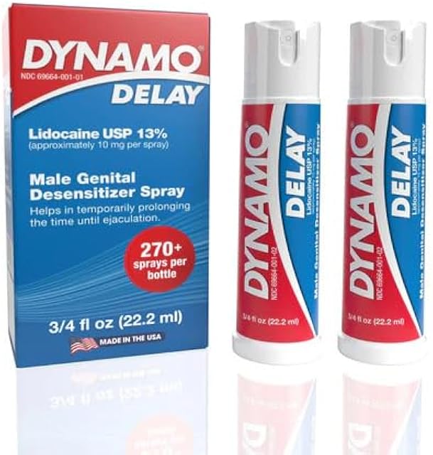 Dynamo Delay Spray for Men ? 13% Lidocaine Numbing Spray to Help You Last Longer ? 2 Pack Climax Control ? FDA Registered, Better Value