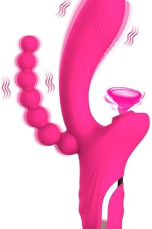 3 in 1 Clitoris Sucker Dildo Vibrator for Female G Spot Tongue Licking Clit Vacuum Stimulator Adults Sex Toys for Womans (Rose Red)