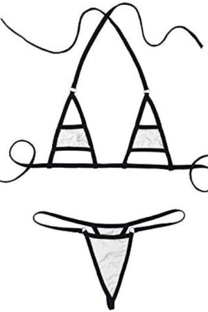 Women Micro G-String Bikini 2 Piece Halterneck Bra Top with Sexy Beachwear Bottoms Sets