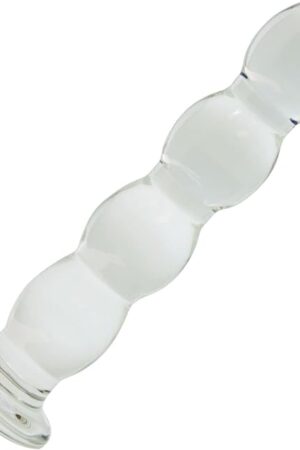 Beaded Glass Dildo Anal Vaginal for Men Women Couples - Hypoallergenic, Waterproof, Easy to Clean - Temperature Play - P-Spot & G-Spot Orgasms - DP