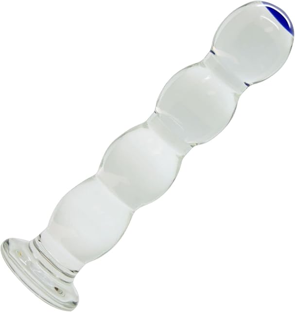Beaded Glass Dildo Anal Vaginal for Men Women Couples - Hypoallergenic, Waterproof, Easy to Clean - Temperature Play - P-Spot & G-Spot Orgasms - DP