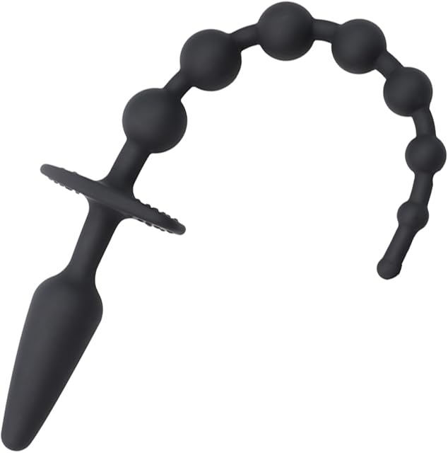 Anal Butt Plug Double-Ended Anal Plug Silicone Anal Beads with 7 Beads Anal Sex Toy for Men Women for Masturbation