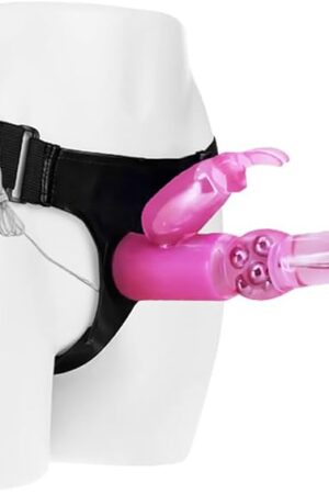 Honeypleasures Rotating Rabbit Vibrating Strap-On Harness with Remote Control, Multi-Speed for G-Spot & Clitoral Stimulation