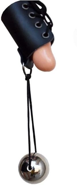 Honeypleasures Big Penis Extender + Metal Ball Faux Leather Belt Hanger Enlarger Trainer Stretcher Body Enhancer Exercise for Men Males