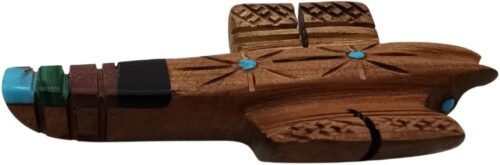 Zuni Hand-Carved Wooden Manta Ray Fetish with Multistone Inlay by Brandon Phillips