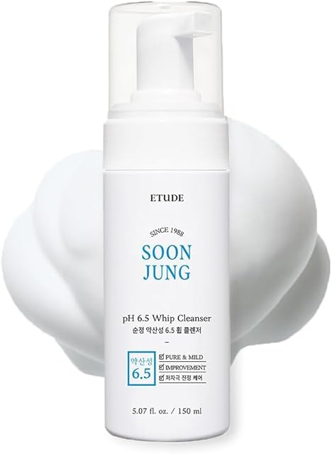 ETUDE SoonJung pH 65 Whip Facial Cleanser 51 fl oz (150ml) 21AD | Soft Bubble Fragrance-Free Low-pH Korean Hydrating Cleansing Wash for Sensitive Skin | Korean Skin Care, K-Beauty | Vegan