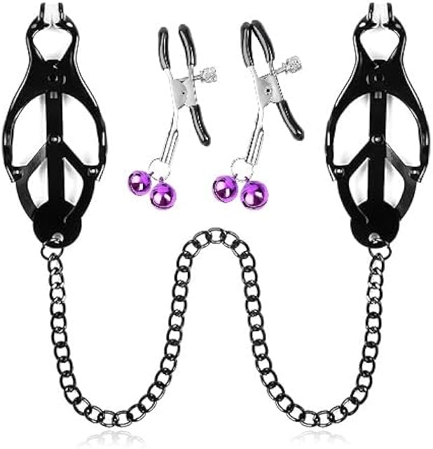 Clover Nipple Clamps with Chain Adjustable Metal Nipple Clamps Entertainment Clip for Women Non-Piercing Nipplerings Clip On Nipple Rings Decorative Clip for Clothing Accessories Fe27
